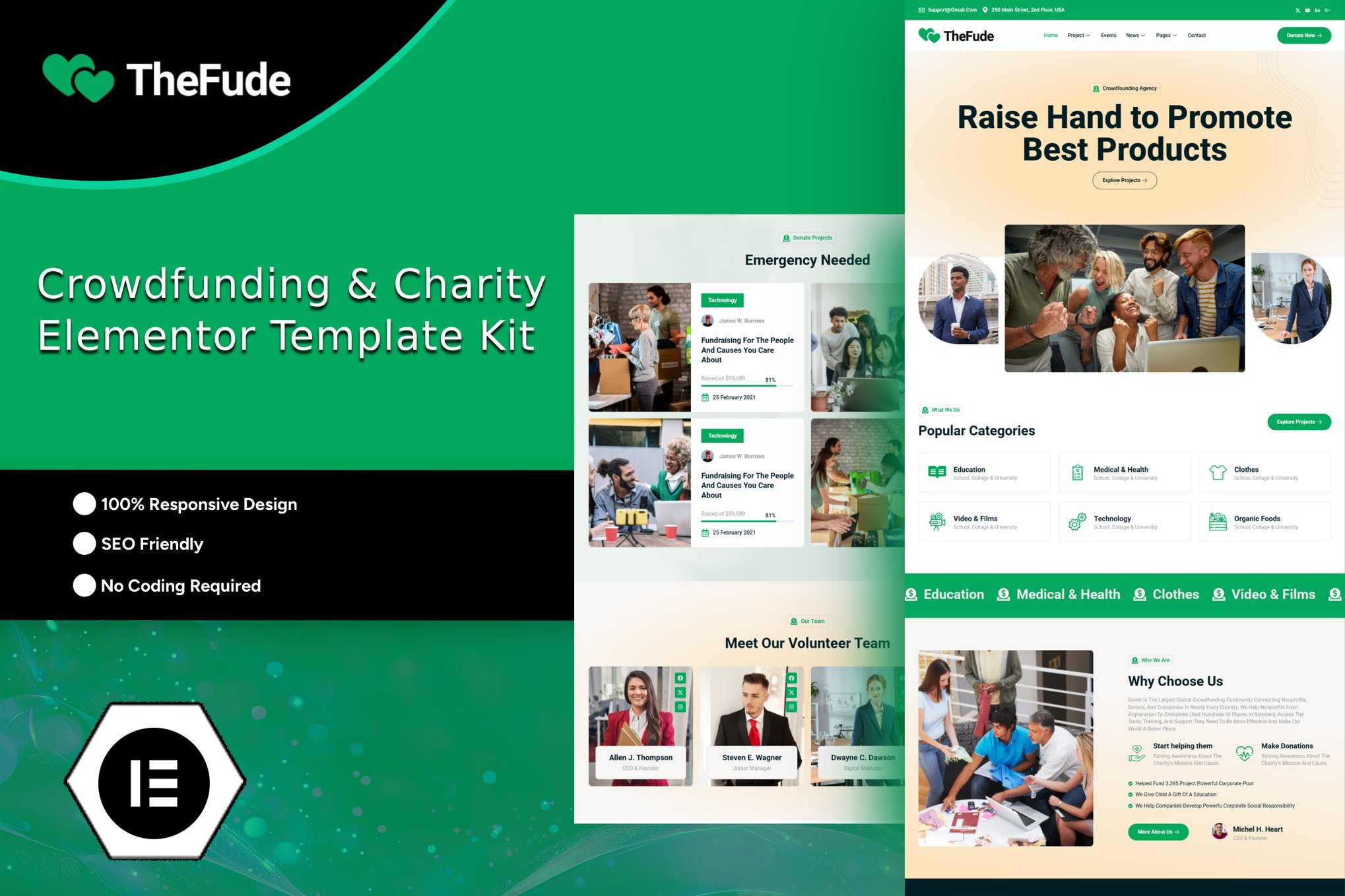 TheFude – Crowdfunding & Charity Elementor Template Kit