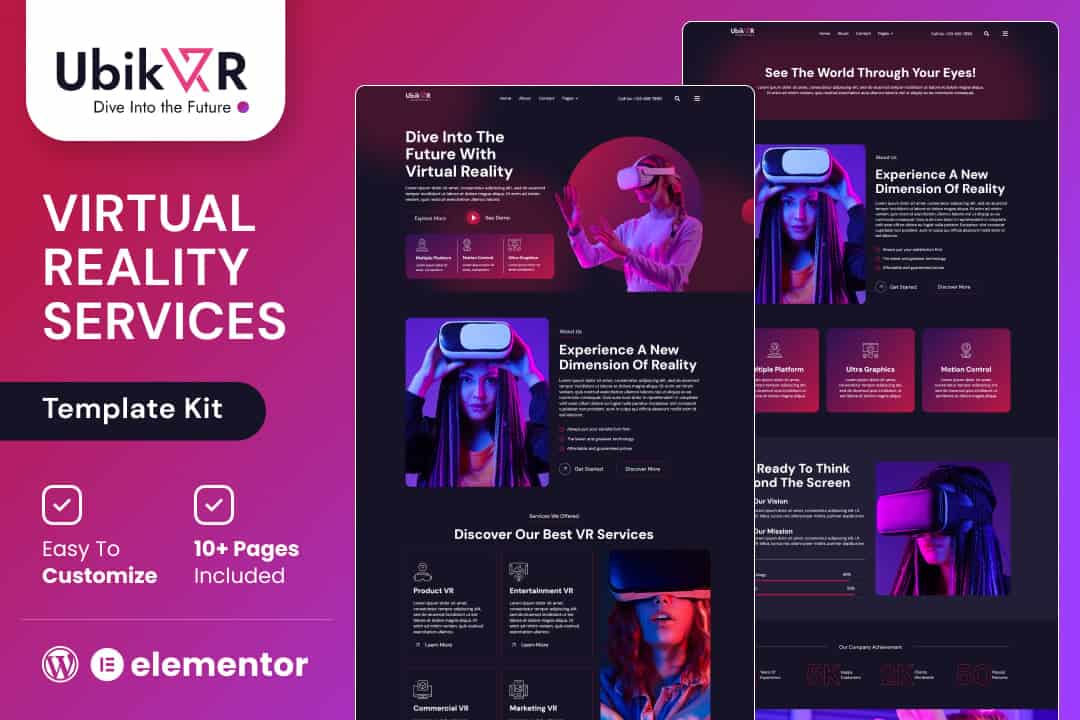 UbikVR - Virtual Reality Services Elementor Template Kit
