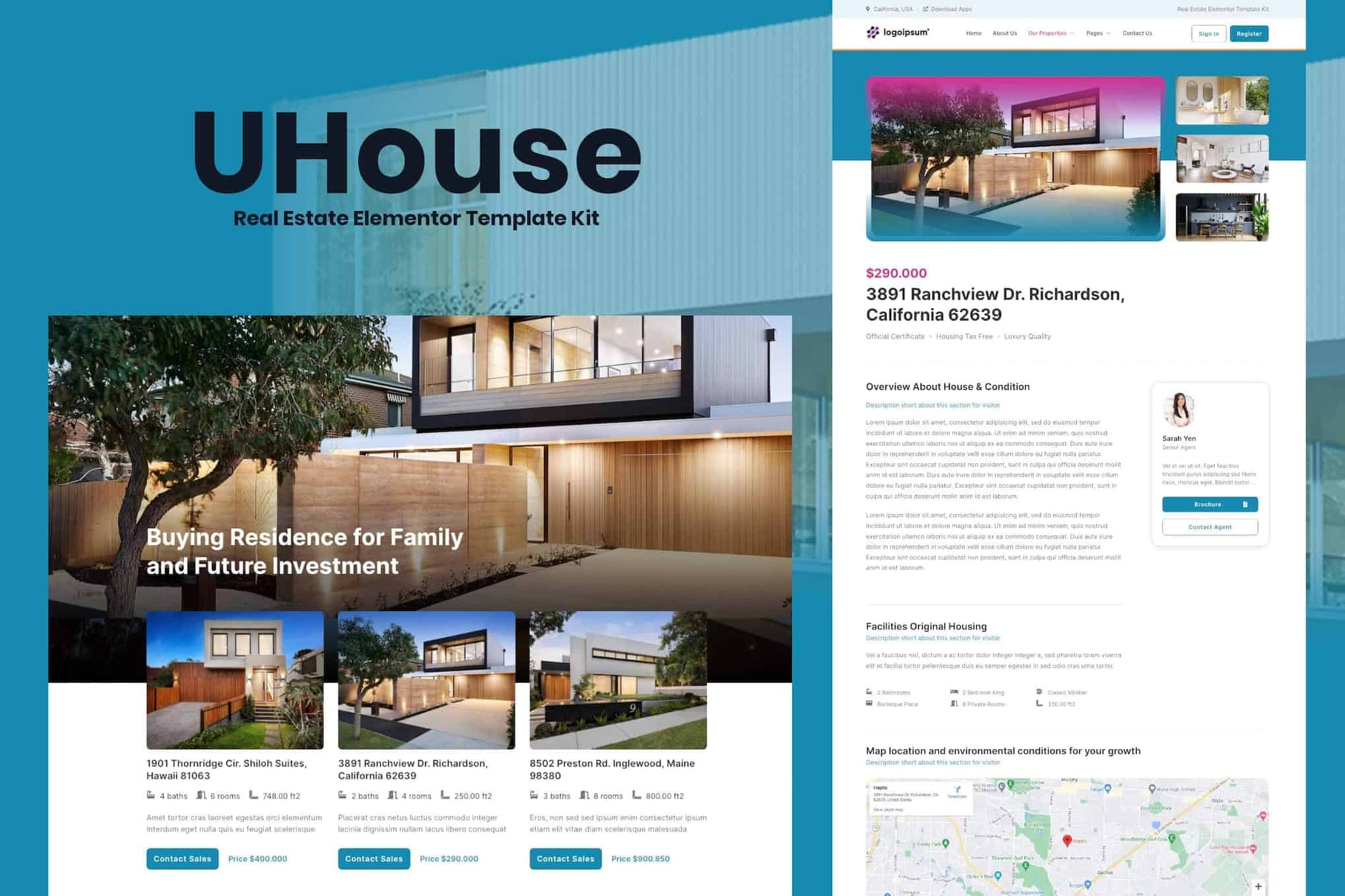 UHouse - Real Estate Elementor Template Kit
