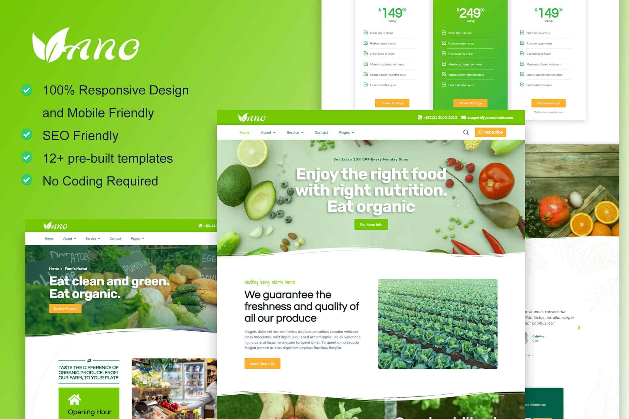 Vano - Organic Food & Agriculture Elementor Template Kit