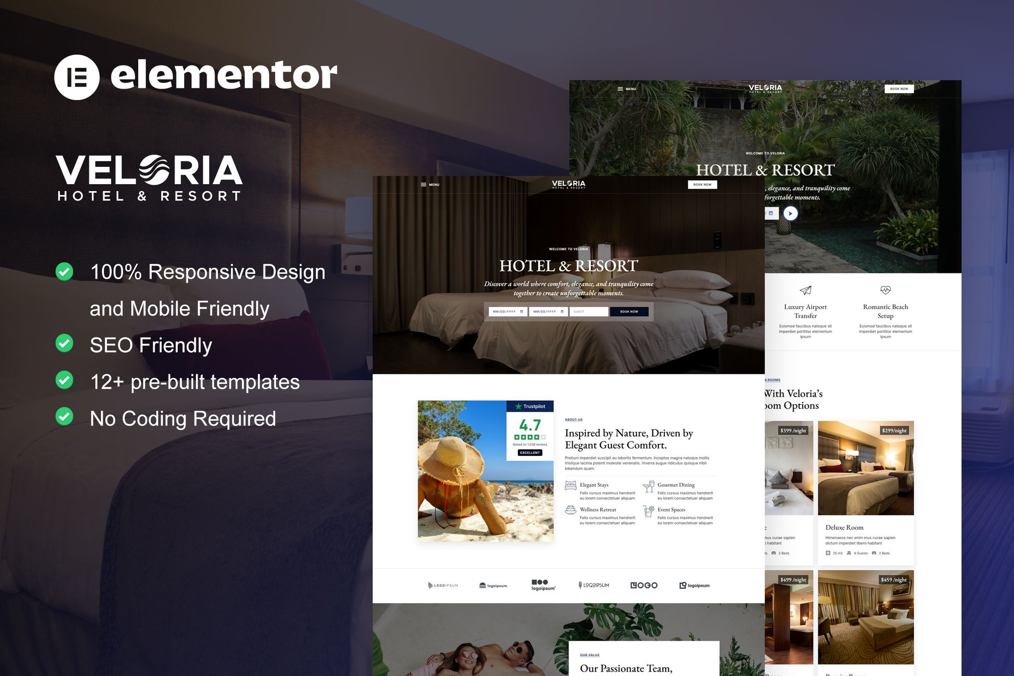 Veloria – Hotel & Resort Elementor Pro Template Kit