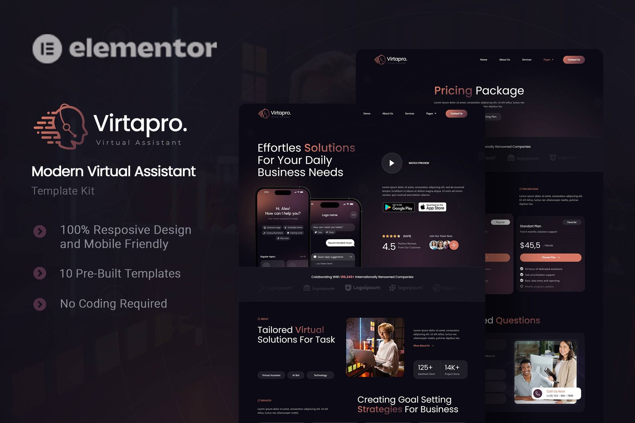Virtapro – Modern Virtual Assistant Elementor Template Kit