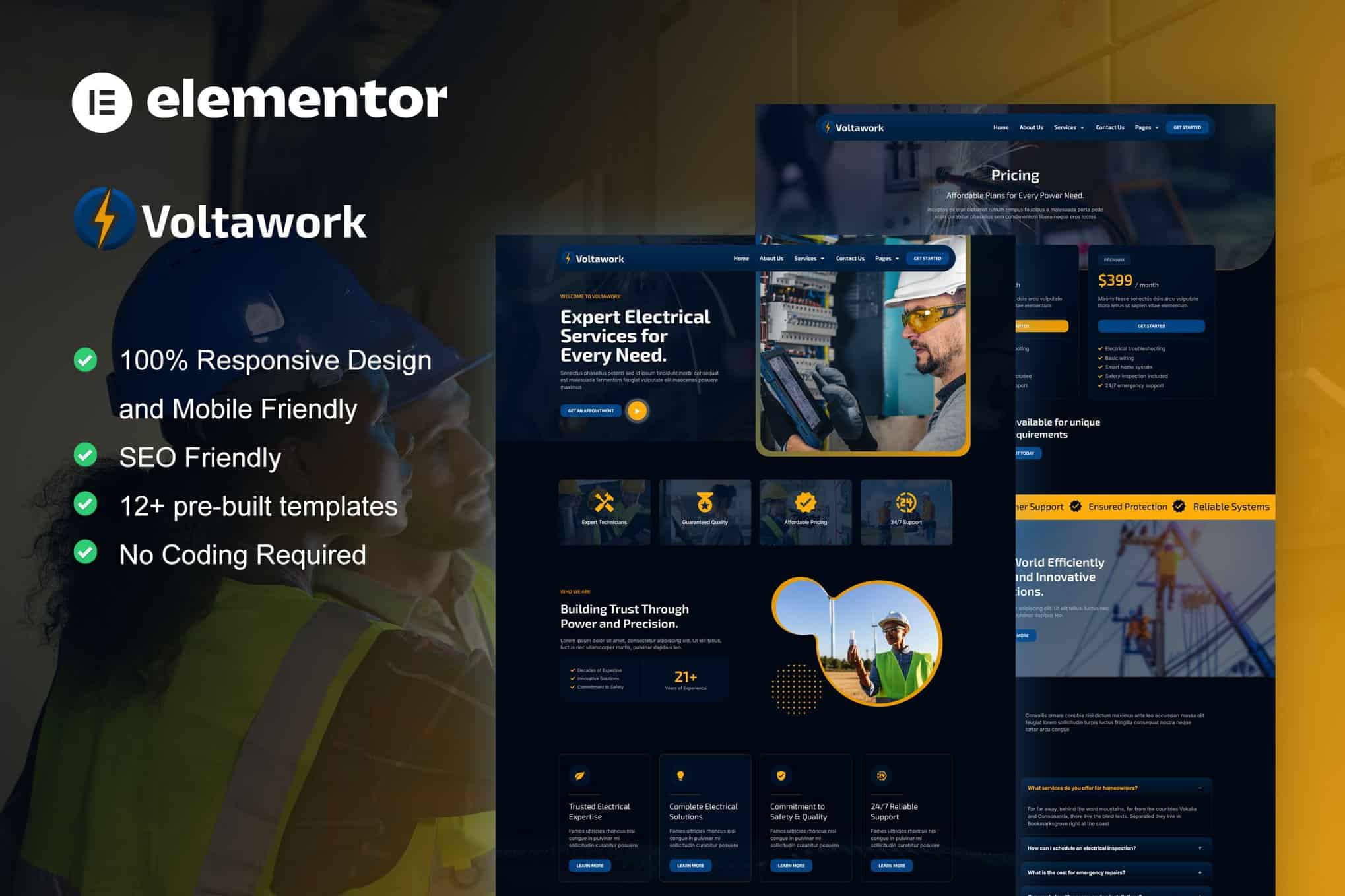 VoltaWork – Electrical Service Elementor Template Kit