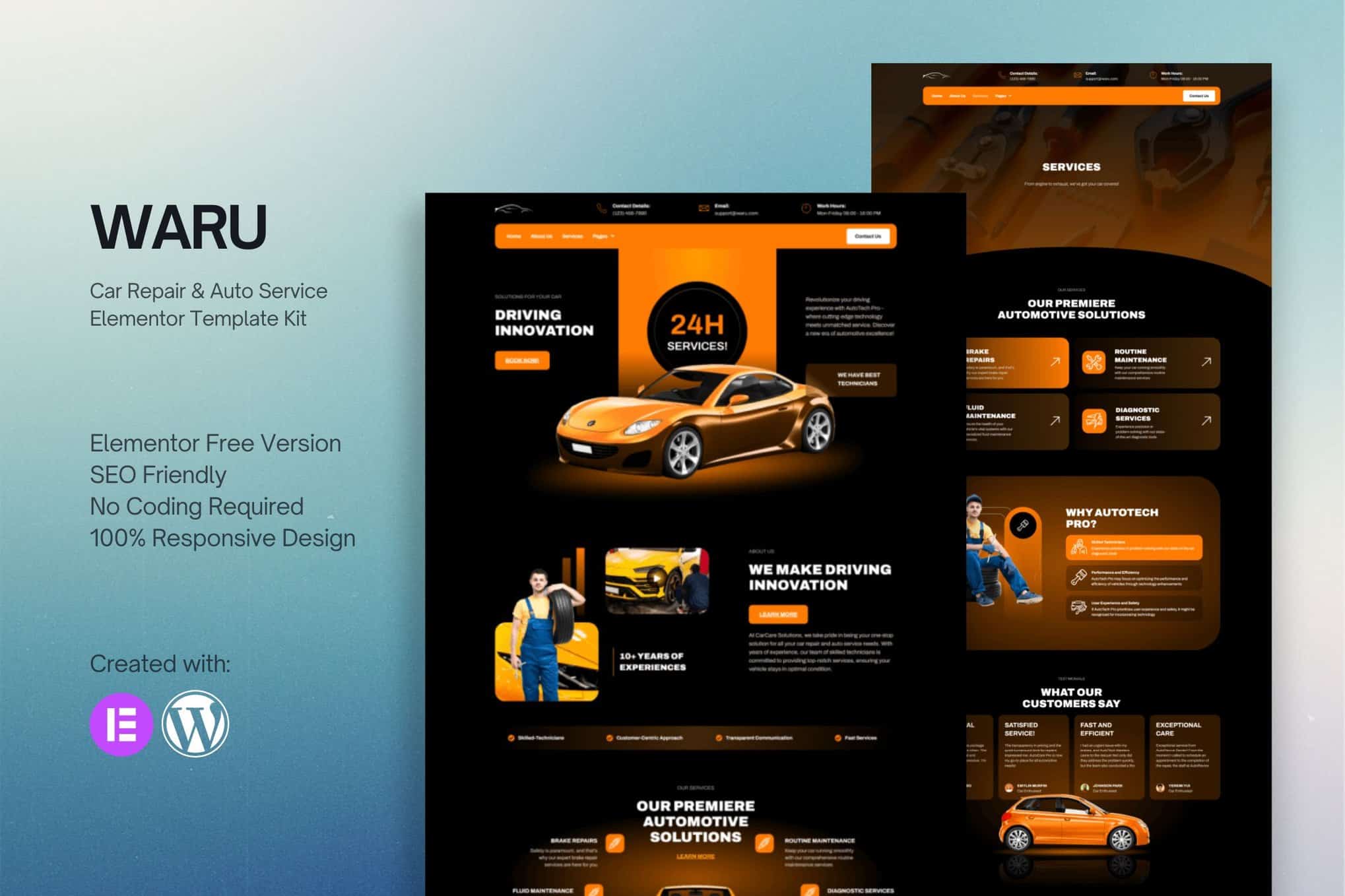 Waru – Car Repair & Auto Service Elementor Template Kit