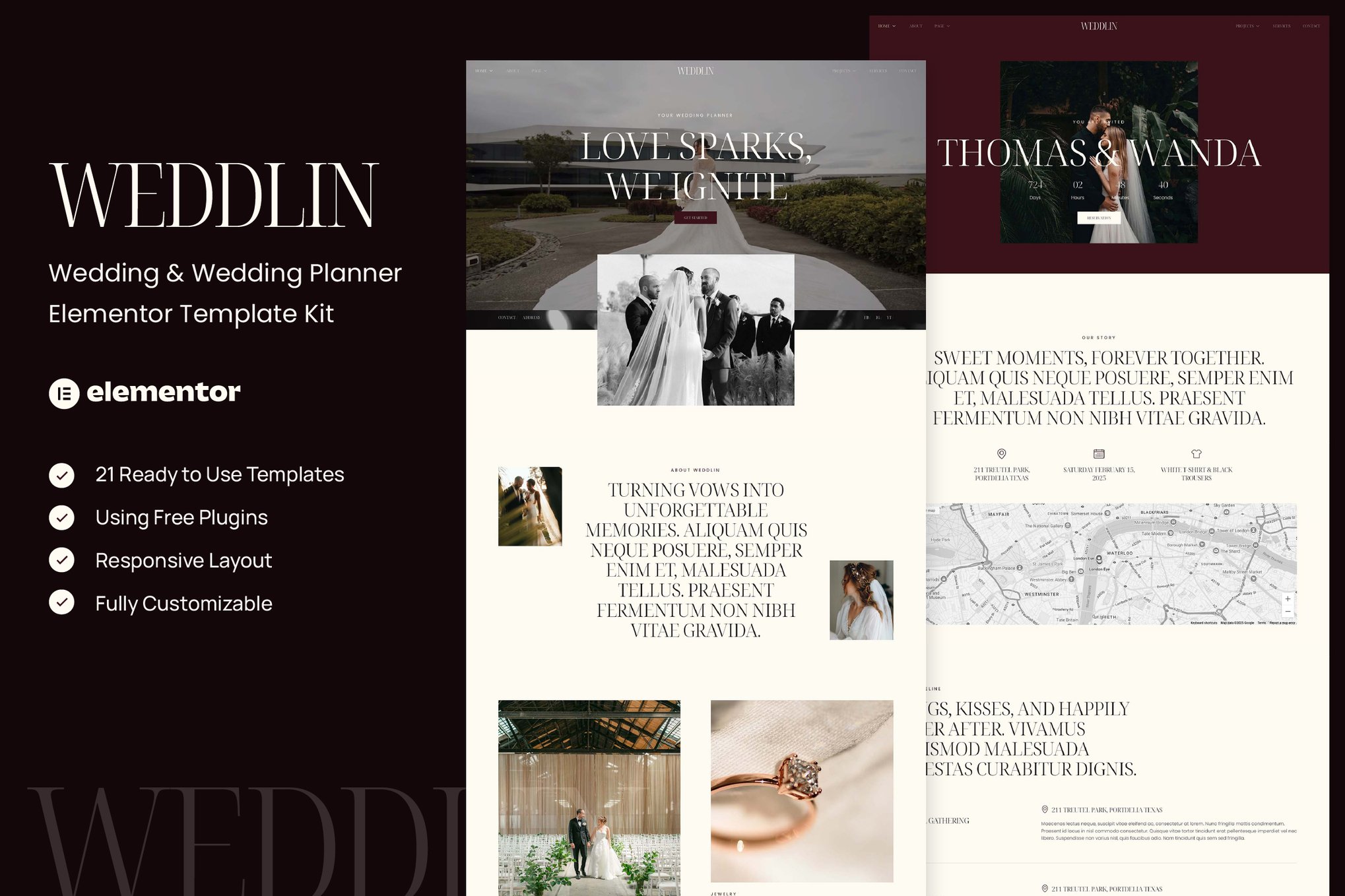 Weddlin – Wedding & Wedding Planner Elementor Template Kit