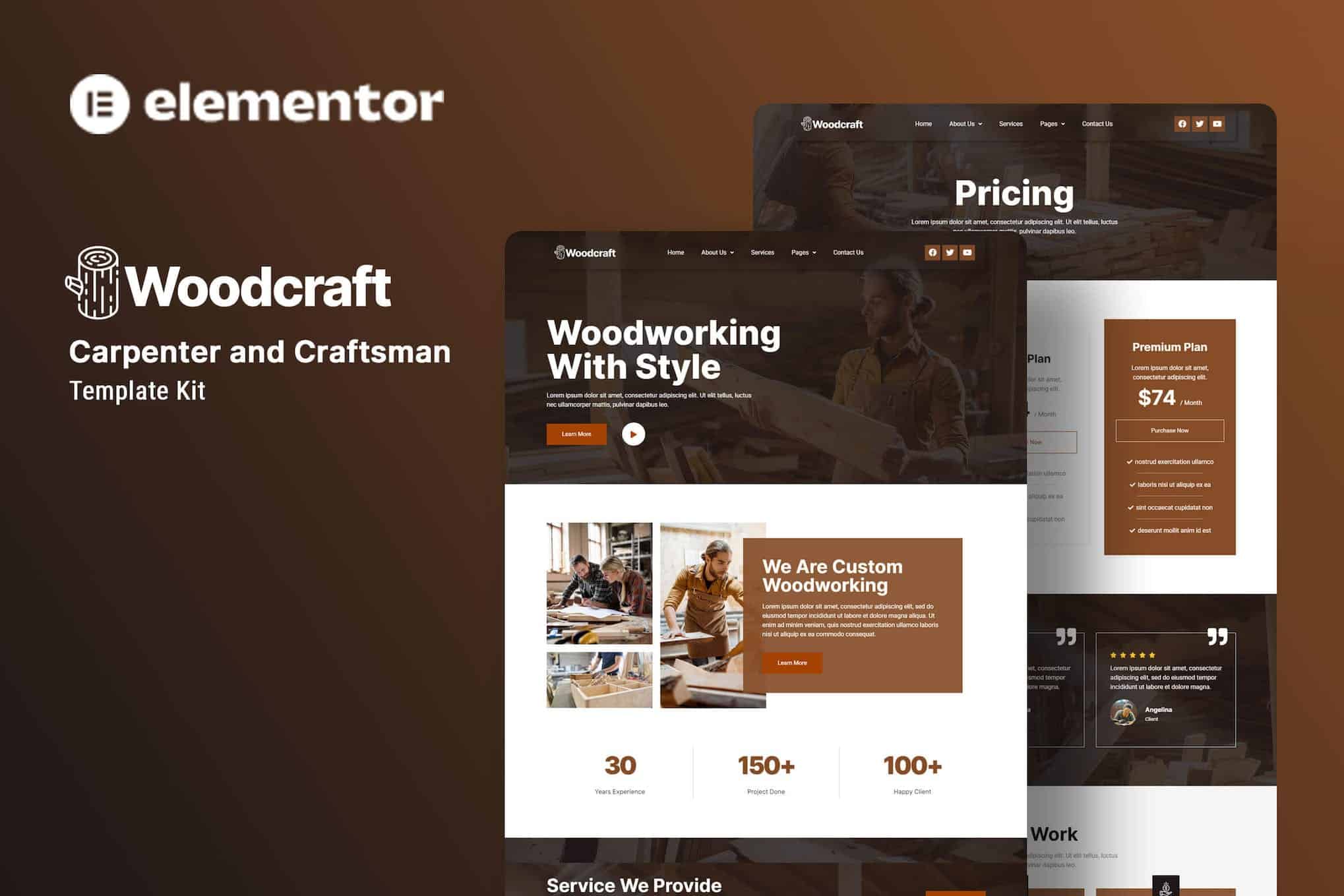 Woodcraft - Carpenter & Craftsman Elementor Template Kit