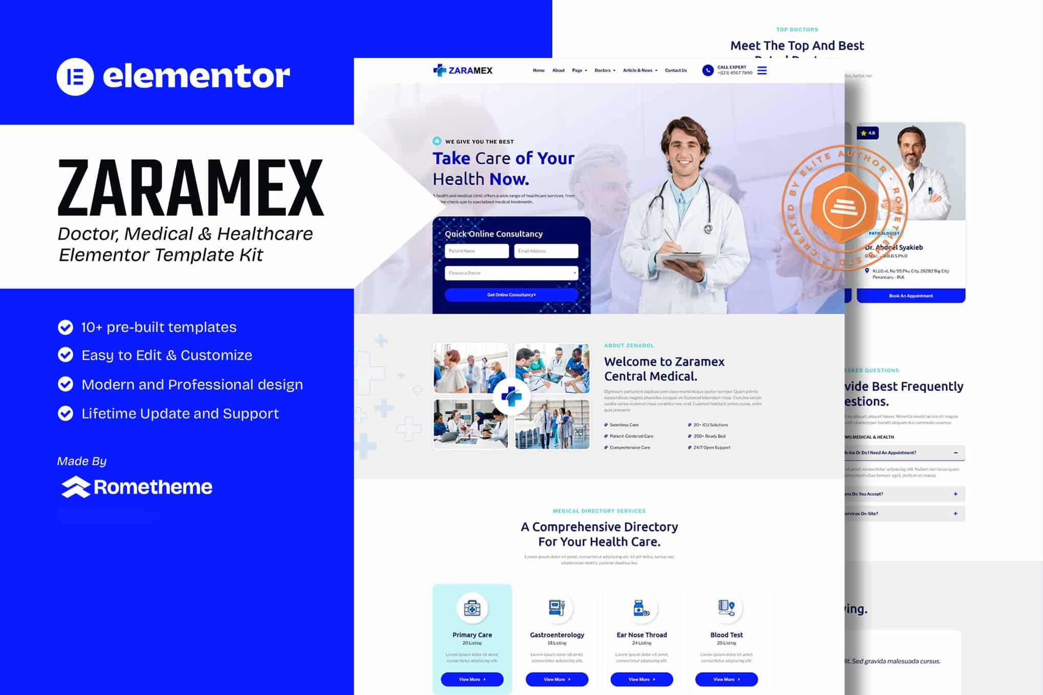 Zaramex - Doctor, Medical & Healthcare Elementor Template Kit