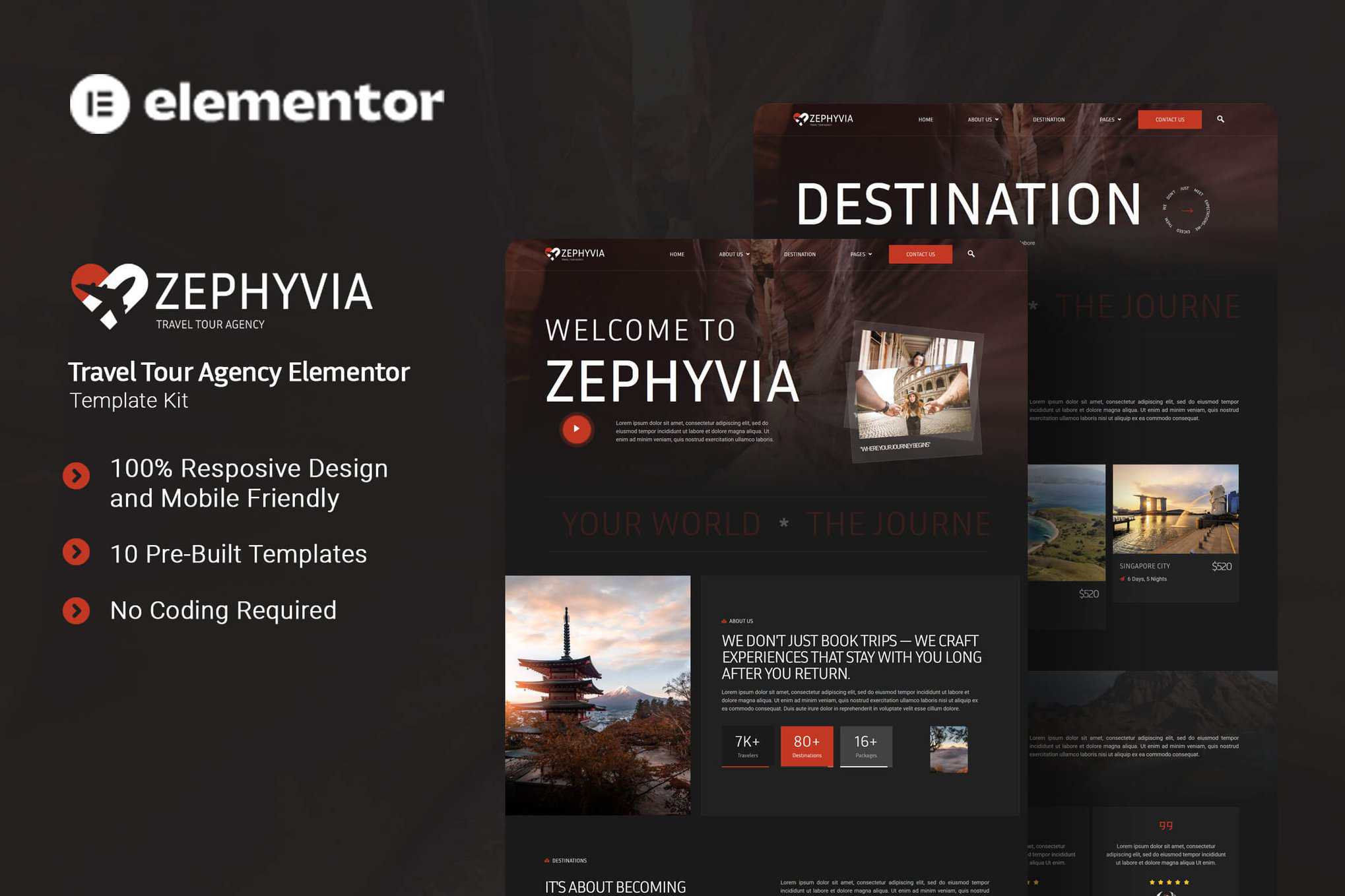 Zephyvia – Travel Tour Agency Elementor Template Kit