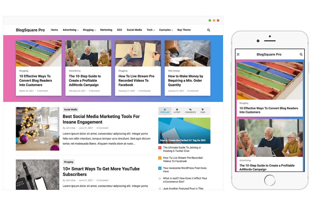 BlogSquare Pro WordPress Theme by WPenjoy