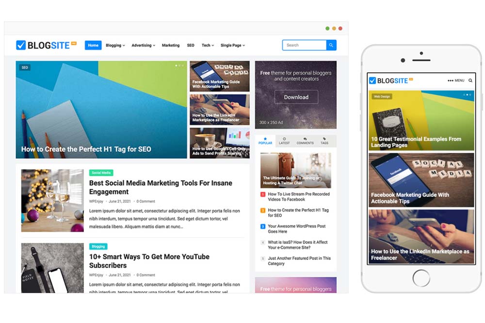 BlogSite Pro WordPress Theme by WPenjoy