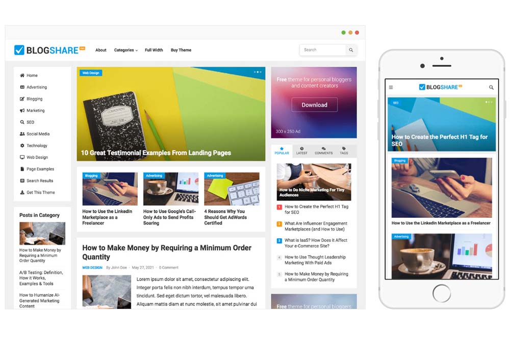BlogShare Pro WordPress Theme by WPenjoy