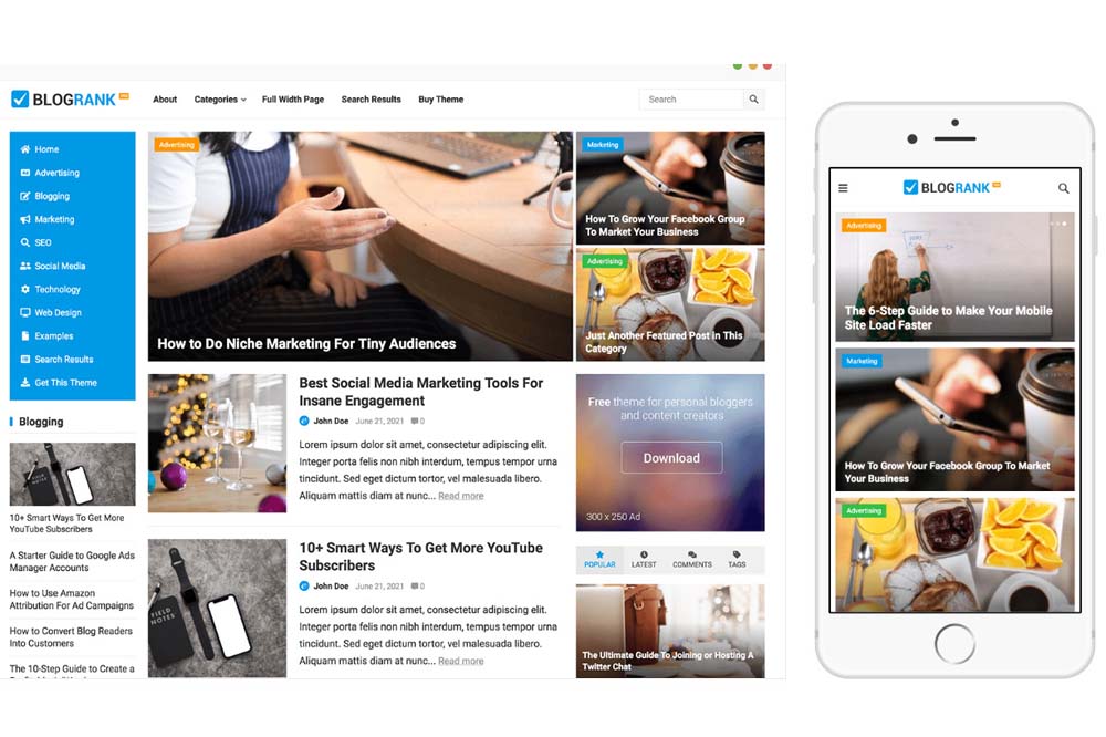 BlogRank Pro WordPress Theme by WPenjoy