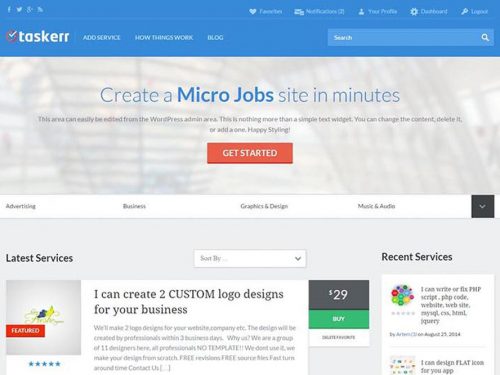 Taskerr WordPress Micro Jobs Theme