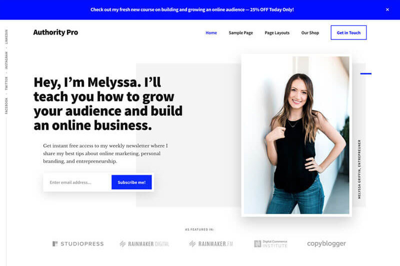 Authority Pro Theme by Studiopress + Genesis Framework