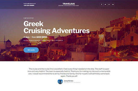 Elementorism Travelous Landing Page Template