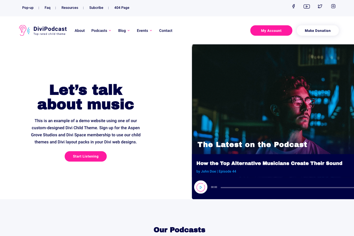 Divi Podcast Theme