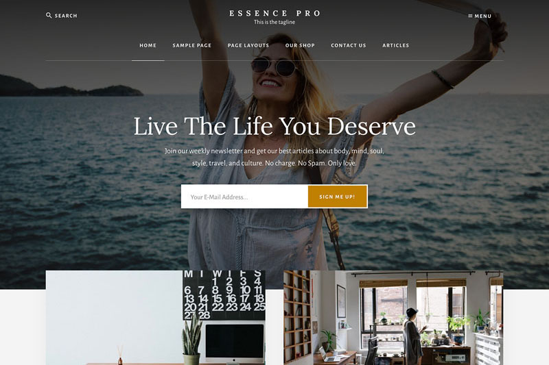 Essence Pro Theme by Studiopress + Genesis Framework