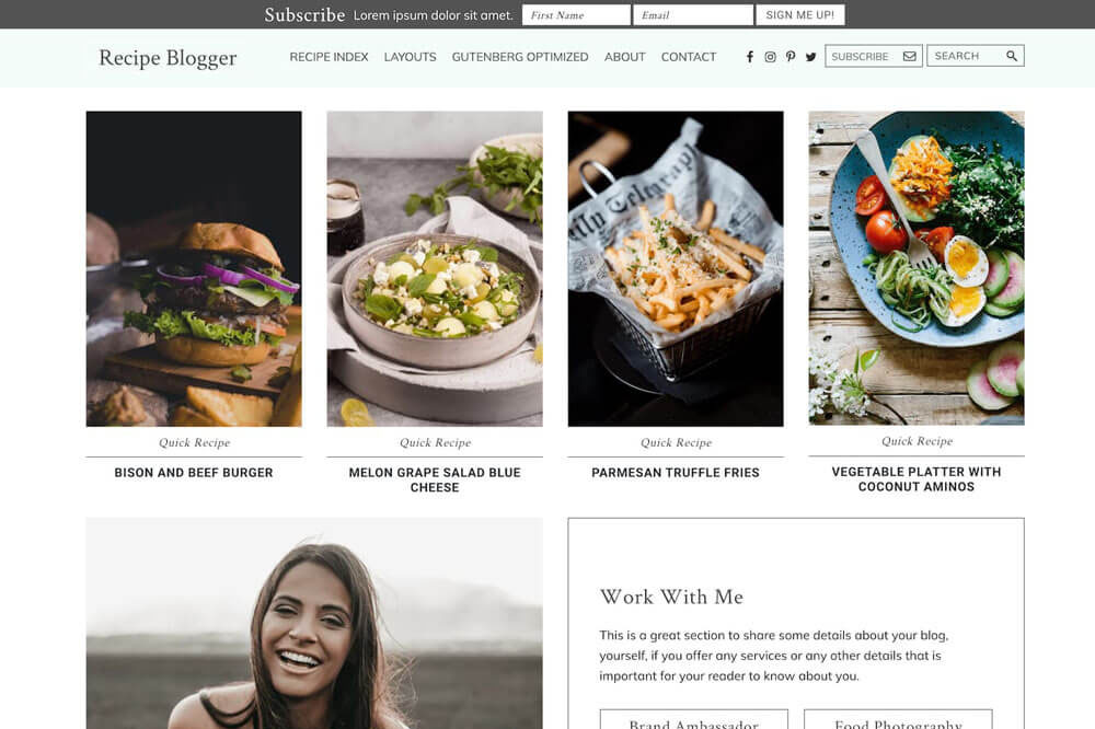 Recipe Blogger Theme + Genesis Framework