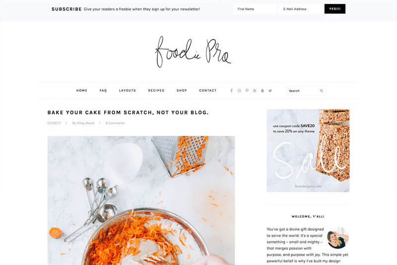 Foodie Pro Theme by Studiopress + Genesis Framework