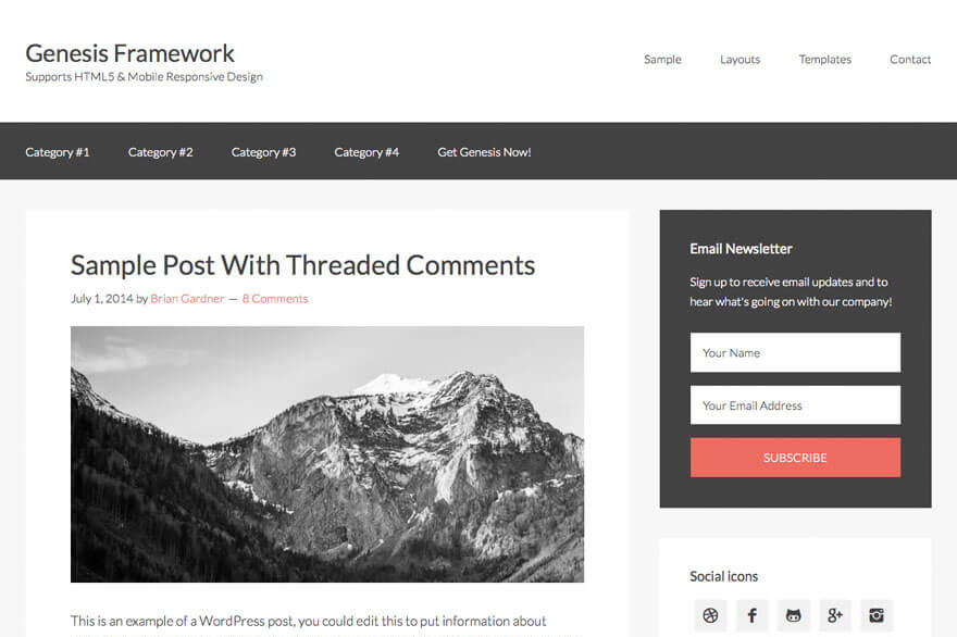 Genesis Sample Theme by Studiopress + Genesis Framework