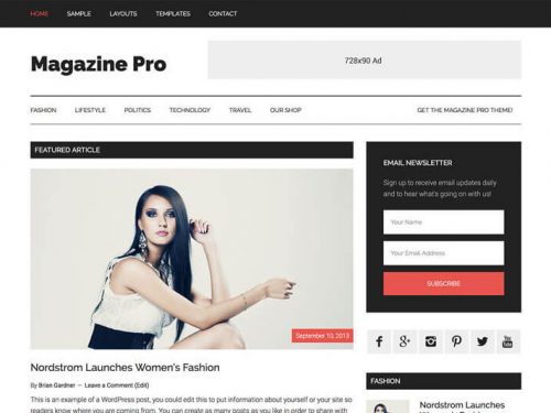 Magazine Pro Theme by Studiopress + Genesis Framework