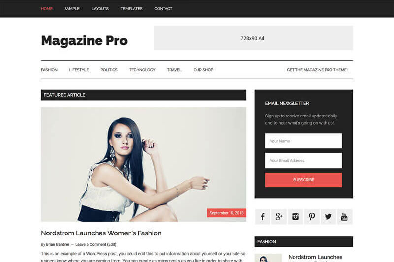 Magazine Pro Theme by Studiopress + Genesis Framework